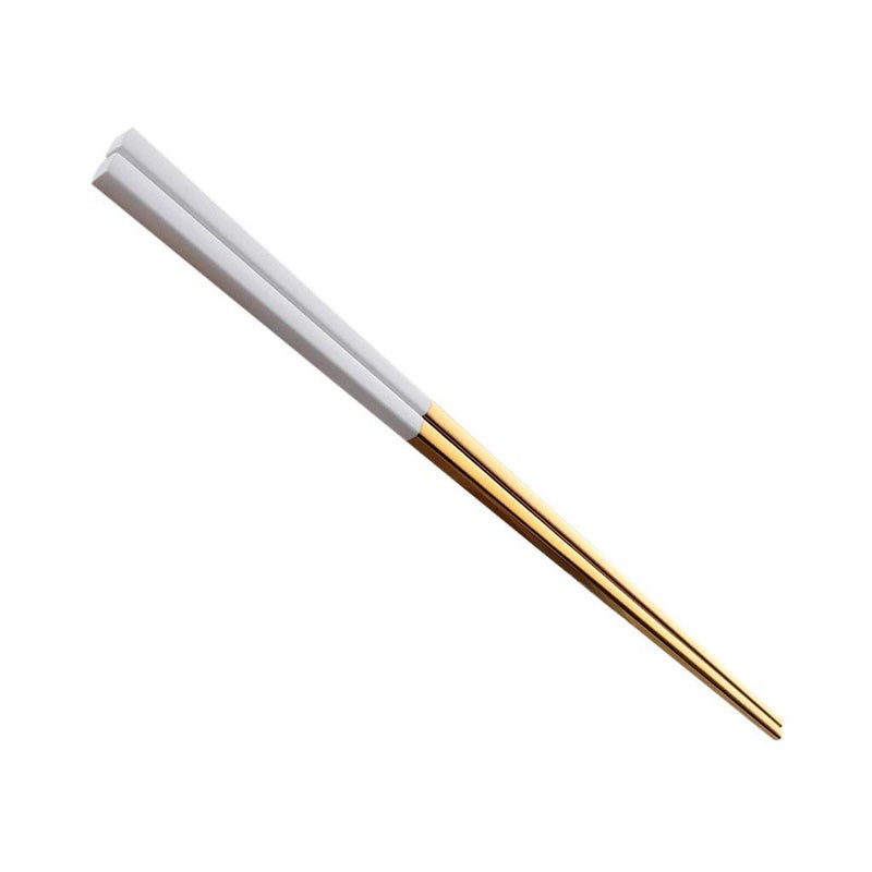 Minta 5 Pairs Fashionable and exquisite Korean stainless steel chopsticks (White+Gold) - Image 1